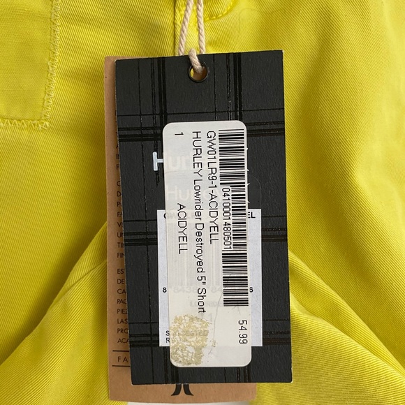 Yellow Hurley shorts size 1 - Picture 2 of 3